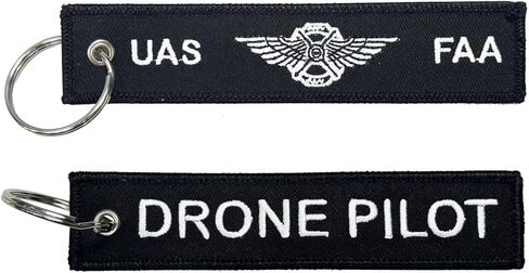 AMERICA'S FRONT LINE EL7-24 Keychain UAS FAA Commercial Drone Pilot Wings Luggage Tag Zipper Pull Black Keychain in Saudi Arabia