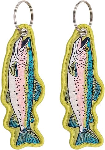 2pcs Fish Keychain Set, Fish Bag Charm, Trout Keychain for Outdoor Fishing Enthusiast Anglers and Hikers Lovers, Fishing Keychains for Men in Kuwait