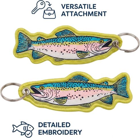 2pcs Fish Keychain Set, Fish Bag Charm, Trout Keychain for Outdoor Fishing Enthusiast Anglers and Hikers Lovers, Fishing Keychains for Men in Kuwait