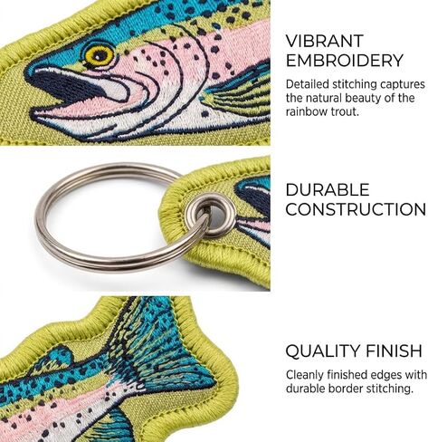 2pcs Fish Keychain Set, Fish Bag Charm, Trout Keychain for Outdoor Fishing Enthusiast Anglers and Hikers Lovers, Fishing Keychains for Men in Kuwait