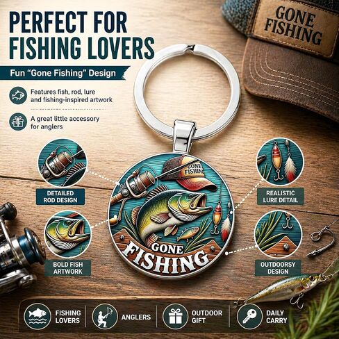 Fishing Keychain - Fishing Themed Charm- Fisherman Gift for Men/Women in Kuwait
