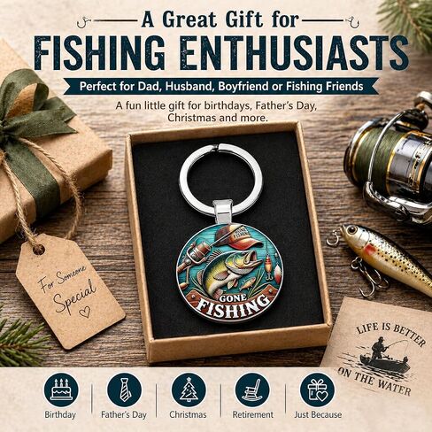 Fishing Keychain - Fishing Themed Charm- Fisherman Gift for Men/Women in Kuwait