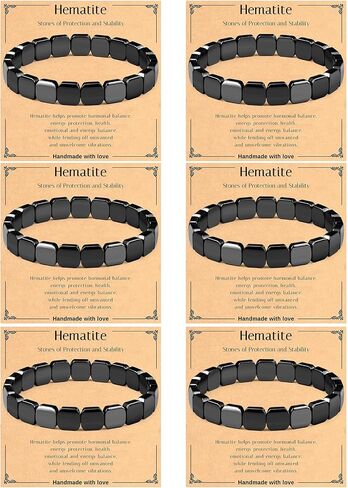 Giovanchi Bracelets Gifts for Men Update Large Size 6Pcs Hematite Bracelet Natural Handmade Bracelets - Reignites Masculine Energy Male Healing Beaded Bracelets for Men Inspirational Gifts in Saudi Arabia