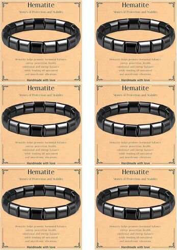 Giovanchi Bracelets Gifts for Men Update Large Size 6Pcs Hematite Bracelet Natural Handmade Bracelets - Reignites Masculine Energy Male Healing Beaded Bracelets for Men Inspirational Gifts in Saudi Arabia