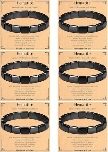 Giovanchi Bracelets Gifts for Men Update Large Size 6Pcs Hematite Bracelet Natural Handmade Bracelets - Reignites Masculine Energy Male Healing Beaded Bracelets for Men Inspirational Gifts in Saudi Arabia