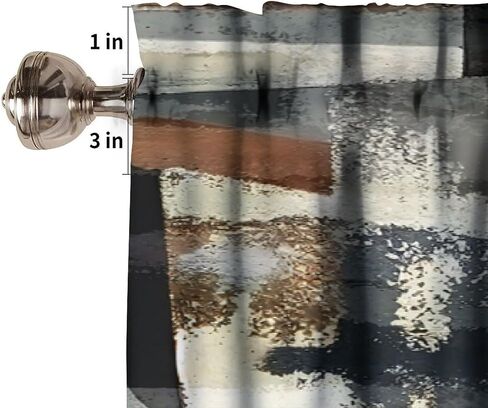 Vintage Abstract Valance Curtains, Brown Gray Art Painting Pattern Farmhouse Short Window Treatments for Kitchen Living Room Bathroom Cafe 54x18inch in Saudi Arabia