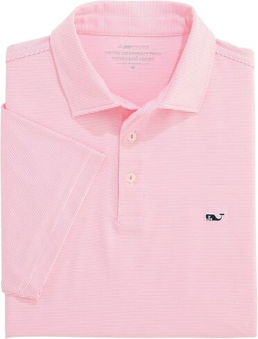 vineyard vines St. Jean Stripe Sankaty Performance Polo, White/Neon Rosa, M in Saudi Arabia