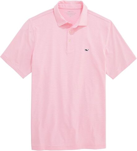 vineyard vines St. Jean Stripe Sankaty Performance Polo, White/Neon Rosa, M in Saudi Arabia