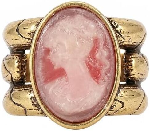 NewZenro Antique Cameo Oval Statement Band Ring for Women Victorian Portrait Beauty Lady Queen Engagement Anniversary Finger Rings Comfort Fit Vintage Trendy Jewelry for Her Bff Size 8 in Kuwait