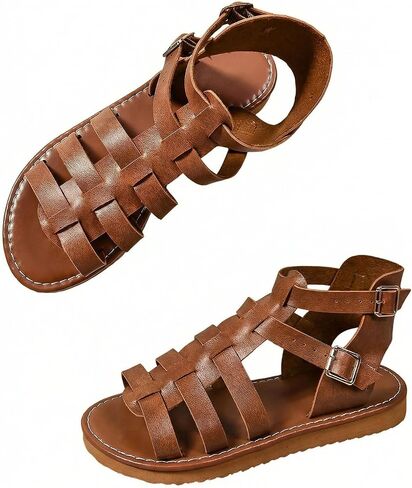 صنادل مسطحة للسيدات من GORGLITTER من Mexicanos Huaraches، صنادل صيفية للشاطئ وشريط للكاحل منزلق من الخلف، أحذية للإجازات in Kuwait