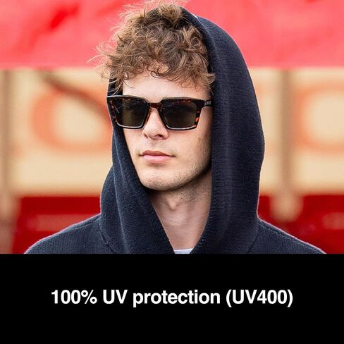 100% ERBA - Stylish Fashion Sunglasses - Comfortable Sunglasses & Hydrophobic Lens - Lightweight & Scratch-Resistant Eyewear - Gloss Havana, Grey Green Lens in Kuwait