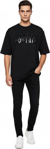 VERSACE JEANS COUTURE Black Mens Gothic Graphic Oversized T-Shirt in Kuwait