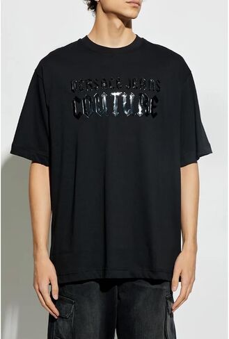 VERSACE JEANS COUTURE Black Mens Gothic Graphic Oversized T-Shirt in Kuwait