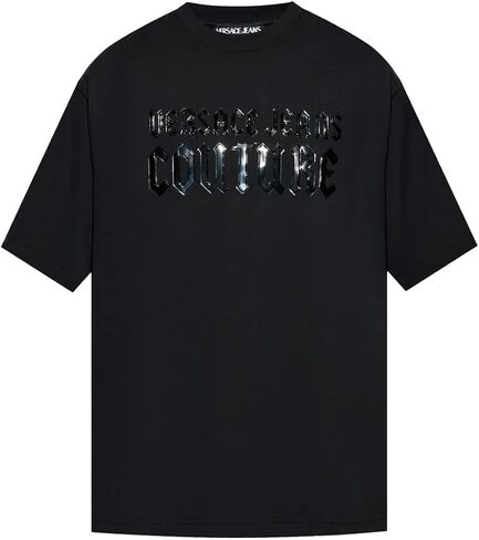 VERSACE JEANS COUTURE Black Mens Gothic Graphic Oversized T-Shirt in Kuwait