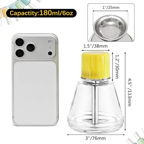 Glass Acetone Dispenser, Push Down Pump Alcohol Dispenser with Metal Cover, Nail Polish Remover Liquid Pump Cone Bottle Hand Pumping Rubbing Press Container, 6Oz / 180ml in Kuwait