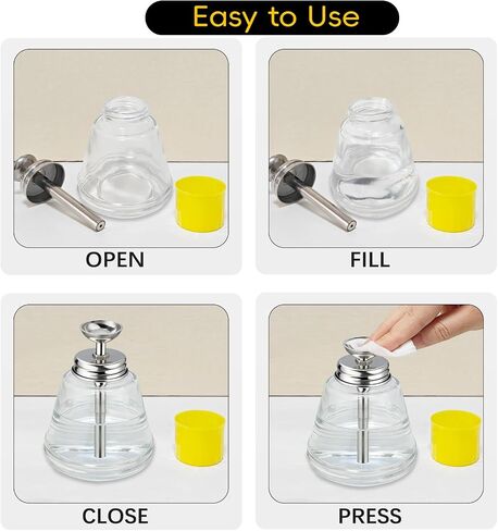 Glass Acetone Dispenser, Push Down Pump Alcohol Dispenser with Metal Cover, Nail Polish Remover Liquid Pump Cone Bottle Hand Pumping Rubbing Press Container, 6Oz / 180ml in Kuwait