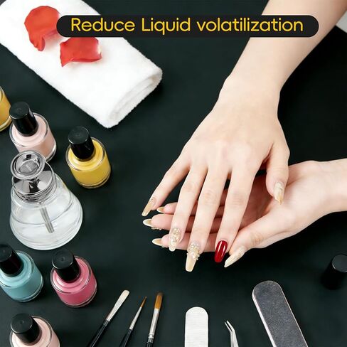 Glass Acetone Dispenser, Push Down Pump Alcohol Dispenser with Metal Cover, Nail Polish Remover Liquid Pump Cone Bottle Hand Pumping Rubbing Press Container, 6Oz / 180ml in Kuwait