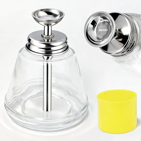 Glass Acetone Dispenser, Push Down Pump Alcohol Dispenser with Metal Cover, Nail Polish Remover Liquid Pump Cone Bottle Hand Pumping Rubbing Press Container, 6Oz / 180ml in Kuwait