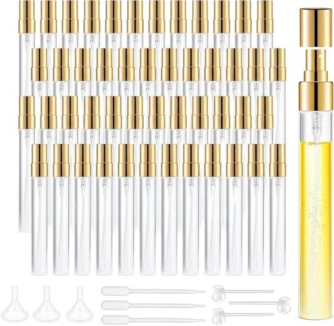 50Pcs 10ml Mini Spray Bottles, Empty Clear Glass Mist Spray Bottle Refillable Mini Perfume Atomizer Travel Sample Bottle Lids Fine Mist Perfume Atomizer Makeup Container in Saudi Arabia