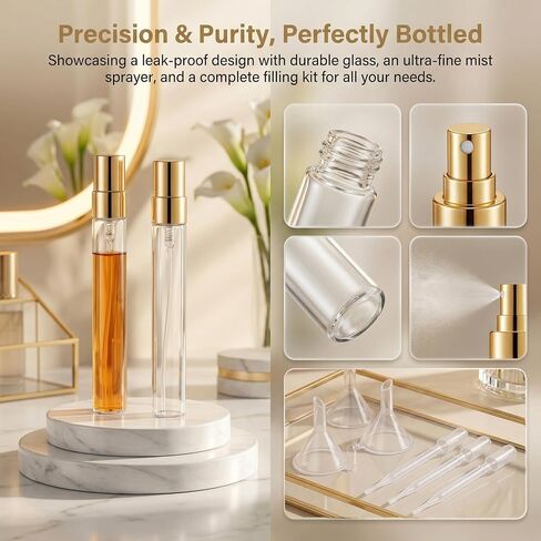50Pcs 10ml Mini Spray Bottles, Empty Clear Glass Mist Spray Bottle Refillable Mini Perfume Atomizer Travel Sample Bottle Lids Fine Mist Perfume Atomizer Makeup Container in Saudi Arabia