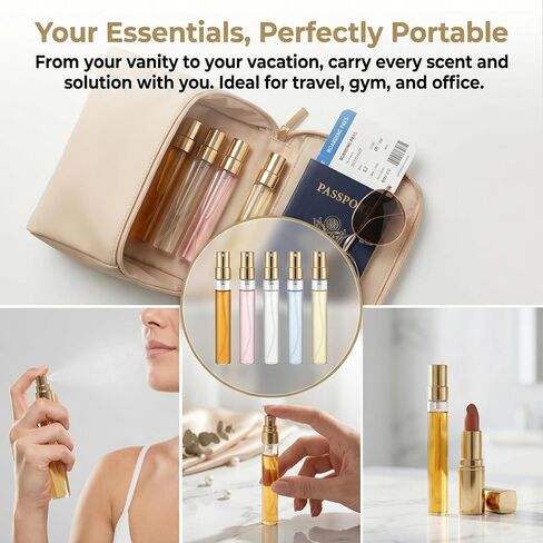 50Pcs 10ml Mini Spray Bottles, Empty Clear Glass Mist Spray Bottle Refillable Mini Perfume Atomizer Travel Sample Bottle Lids Fine Mist Perfume Atomizer Makeup Container in Saudi Arabia