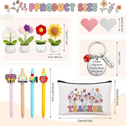 Fayoo 20 Pcs Teacher Appreciation Gifts Bulk-4 Pack Thank You Teacher Gifts with Comestic Bags Keychains Pens Crochet Flowers for Graduation Birthday End of Year Teacher Appreciation Week in Saudi Arabia