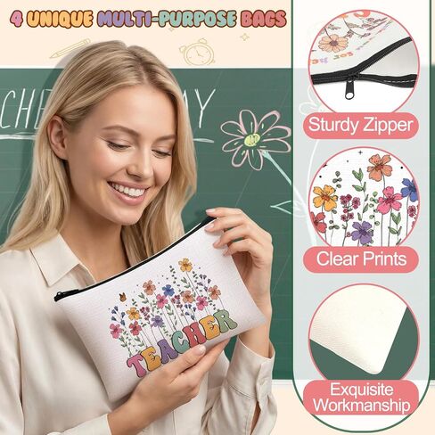 Fayoo 20 Pcs Teacher Appreciation Gifts Bulk-4 Pack Thank You Teacher Gifts with Comestic Bags Keychains Pens Crochet Flowers for Graduation Birthday End of Year Teacher Appreciation Week in Saudi Arabia