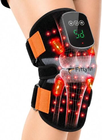 Knee Massager with Heat and Red Light Therapy, FSA Eligible HSA Approved 5000mAh Cordless Knee Massager for Knee Pain Relief, 60 LEDs Near Infrared Knee Brace, Portable Knee Wrap for Joint/Calf/Elbow in Saudi Arabia