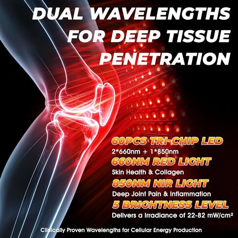 Knee Massager with Heat and Red Light Therapy, FSA Eligible HSA Approved 5000mAh Cordless Knee Massager for Knee Pain Relief, 60 LEDs Near Infrared Knee Brace, Portable Knee Wrap for Joint/Calf/Elbow in Saudi Arabia
