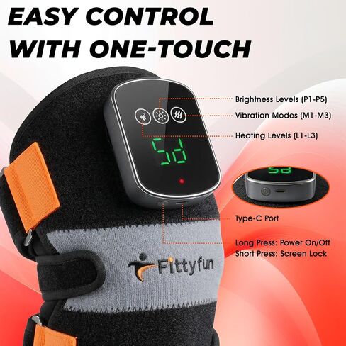 Knee Massager with Heat and Red Light Therapy, FSA Eligible HSA Approved 5000mAh Cordless Knee Massager for Knee Pain Relief, 60 LEDs Near Infrared Knee Brace, Portable Knee Wrap for Joint/Calf/Elbow in Saudi Arabia