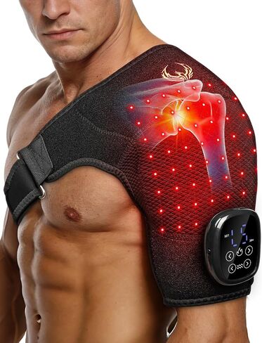 Seenew Red Light Therapy for Shoulder with Heat Massage, Portable Heated Shoulder Pad with Rechargeable Controller, Red Light Therapy Wrap with 216 Beads 660nm & 850nm for Men and Women in Saudi Arabia