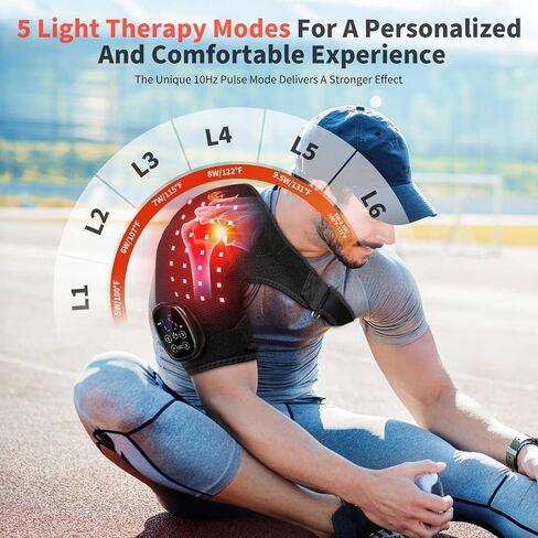 Seenew Red Light Therapy for Shoulder with Heat Massage, Portable Heated Shoulder Pad with Rechargeable Controller, Red Light Therapy Wrap with 216 Beads 660nm & 850nm for Men and Women in Saudi Arabia