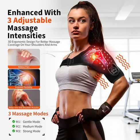 Seenew Red Light Therapy for Shoulder with Heat Massage, Portable Heated Shoulder Pad with Rechargeable Controller, Red Light Therapy Wrap with 216 Beads 660nm & 850nm for Men and Women in Saudi Arabia