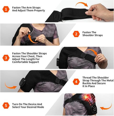 Seenew Red Light Therapy for Shoulder with Heat Massage, Portable Heated Shoulder Pad with Rechargeable Controller, Red Light Therapy Wrap with 216 Beads 660nm & 850nm for Men and Women in Saudi Arabia