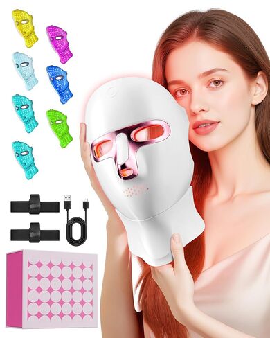 Red Light Therapy for Face- LED Light Therapy Mask Skin Care Mask,Cordless LED Face Mask face & Neck Red & Infrared Lights Masks Wavelength,USB C Rechargeable for Home Use Working Travel Yoga in Saudi Arabia
