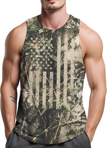 American Flag Camouflage Tank Tops for Men Muscle Workout Patriotic Camo Print Sleeveless Shirt in Saudi Arabia