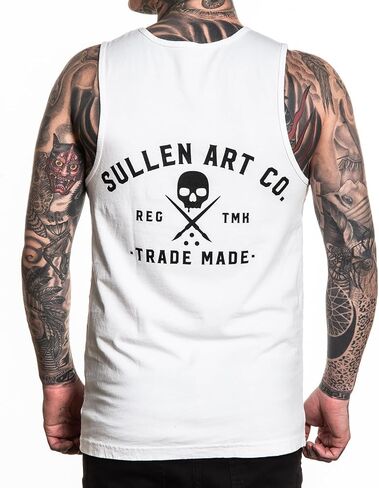 قميص Sullen للرجال Elemental Tattoo Lifestyle Graphic Art Premium بدون أكمام باللون الأبيض in Kuwait