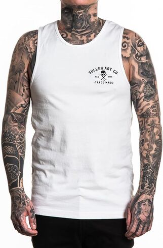 قميص Sullen للرجال Elemental Tattoo Lifestyle Graphic Art Premium بدون أكمام باللون الأبيض in Kuwait