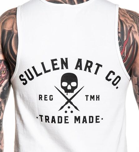 قميص Sullen للرجال Elemental Tattoo Lifestyle Graphic Art Premium بدون أكمام باللون الأبيض in Kuwait