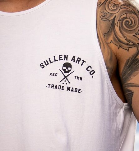 قميص Sullen للرجال Elemental Tattoo Lifestyle Graphic Art Premium بدون أكمام باللون الأبيض in Kuwait