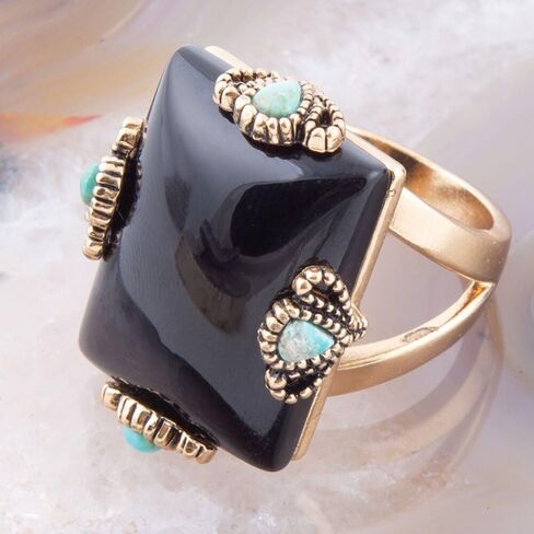 Barse Jewelry Prima Black Onyx Golden Statement Ring in Saudi Arabia
