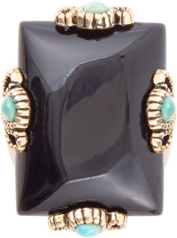 Barse Jewelry Prima Black Onyx Golden Statement Ring in Saudi Arabia