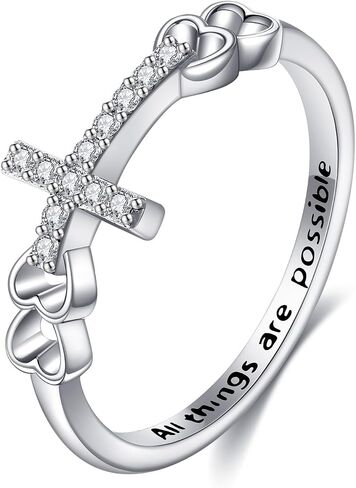 Flower/Cross Rings for Women 925 Sterling Silver Sunflower/Cross Jewelry Fidget Ring Women Size 7 in Saudi Arabia