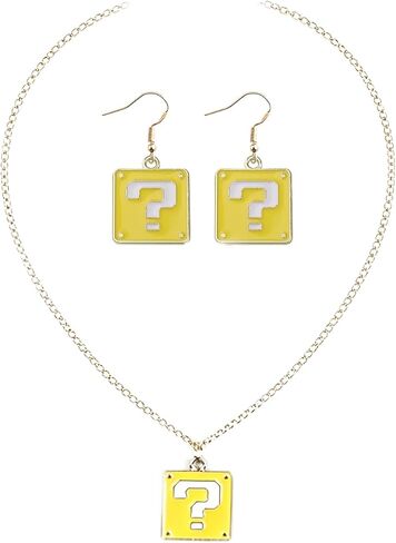 Aicos Question Block Earrings + Necklace for Women Anime Earrings + Necklace Fans Gifts for Cosplay Birthday Party Jewelry in Saudi Arabia