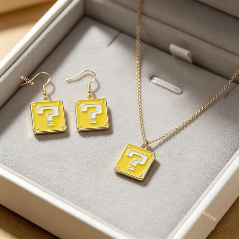 Aicos Question Block Earrings + Necklace for Women Anime Earrings + Necklace Fans Gifts for Cosplay Birthday Party Jewelry in Saudi Arabia