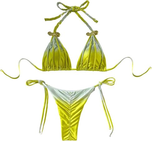 SweatyRocks Women's 2 Piece Triangle Bikini Sets Braided Strappy Bathing Suit Side Tie Swimsuits in Saudi Arabia