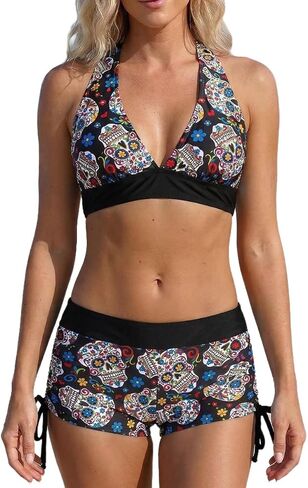 2026 Two Piece Swimsuit for Women Halter Patterned Bikini Sexy Flattering Bathing Suit Bralette Beach Swimwear in Saudi Arabia