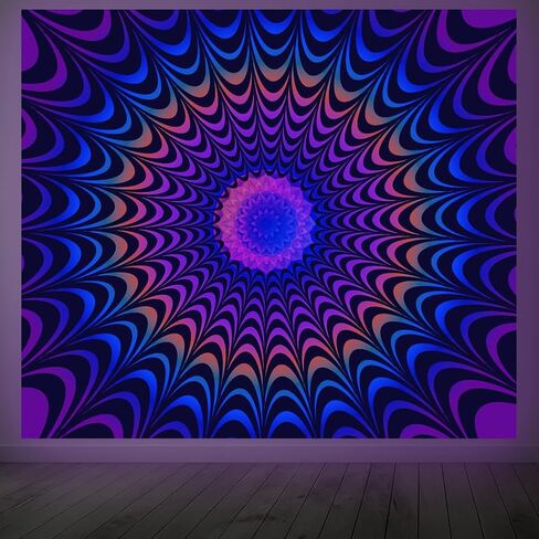 CRAFTYMELODY Meditator Blacklight Tapestry Glow in the Dark Tapestry UV Reactive Colorful Forest Wall Hanging 59×51 Inch with Hook Self Adhesive Sticker Clip for Bedroom Home Wall Decoration in Saudi Arabia