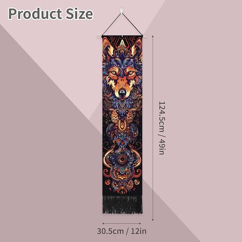 Umootek 2Pcs Dog Long Tapestry Wall Hanging for Men Boys Bedroom Poster Hanger Wooden Frame for Living Room Wall Decor Aesthetic Art Patterned for Bedroom, Living room, Sitting Room Decor(12.8x51 in) in Saudi Arabia