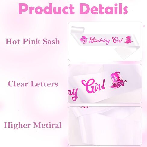 CUBACO Birthday Girl Sunglasses and Sash, Birthday Decorations for Women, Cowgirl Western Pink Disco Party Decorations Cowgirl Accessories for Women Gifts for Girls in Saudi Arabia